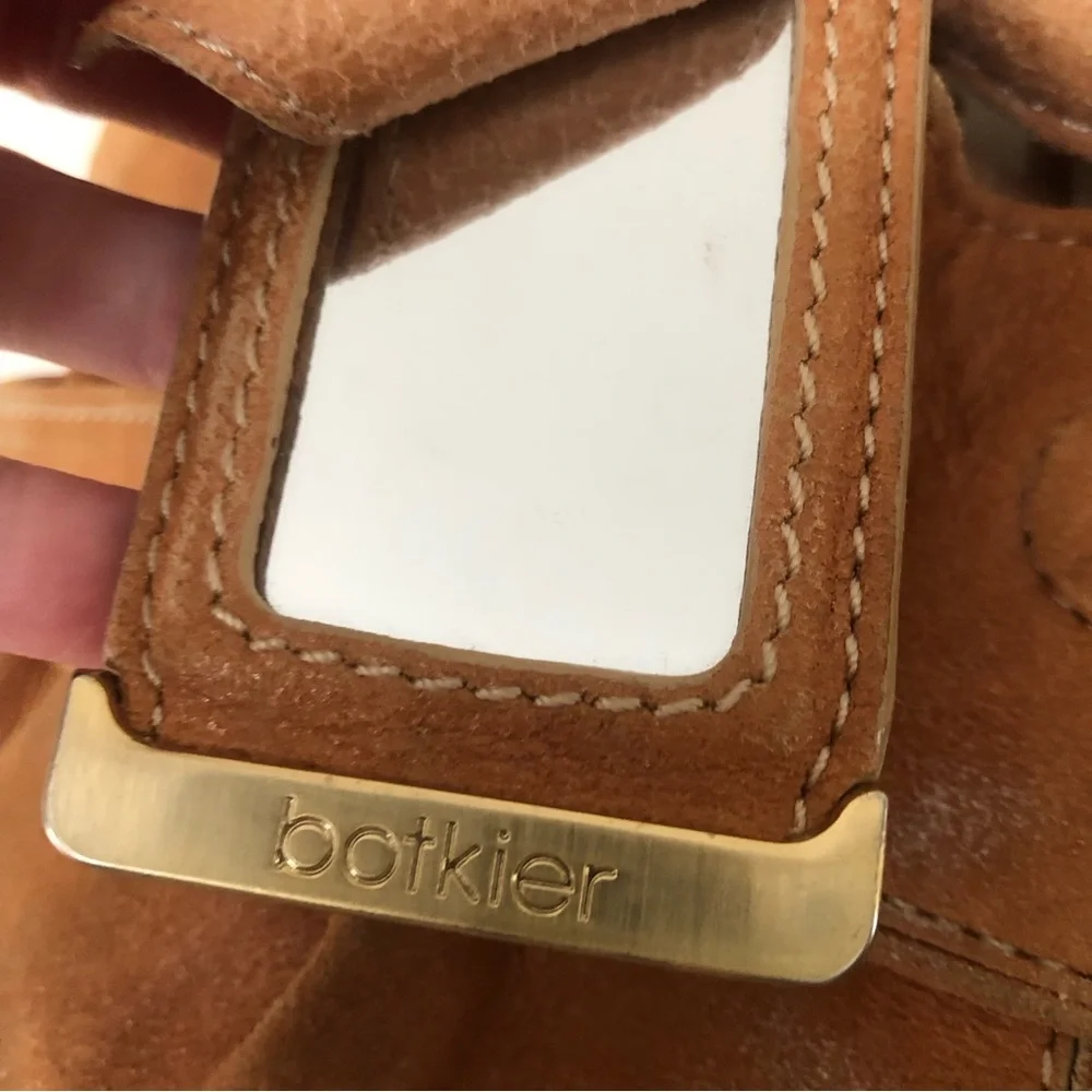 BOTKIER Camel Tan Metallic Suede Leather Crescent Hobo Boho Handbag Bag Purse
